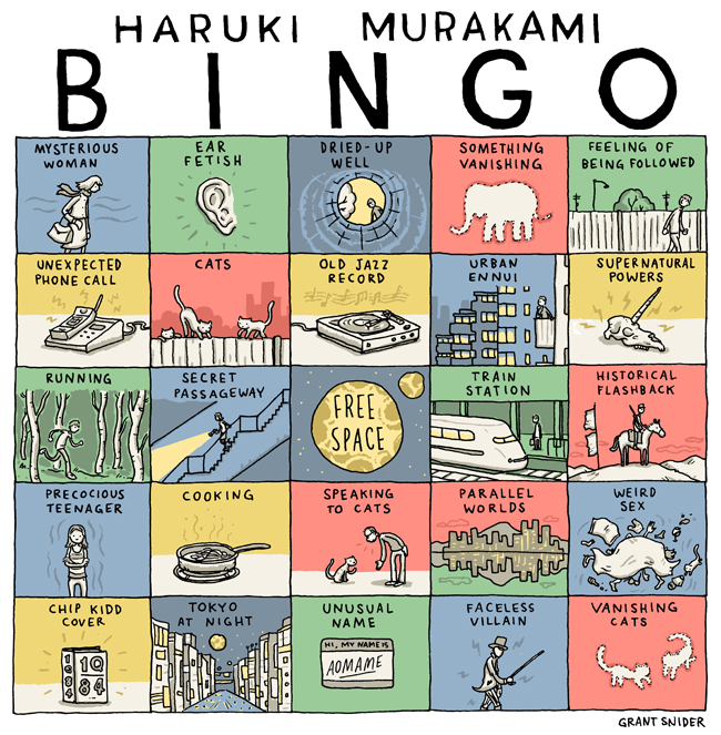 Haruki Murakami Bingo by Grant Snider